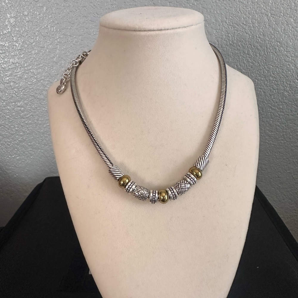 Brighton Silver and Gold Necklace with Geometric Beads